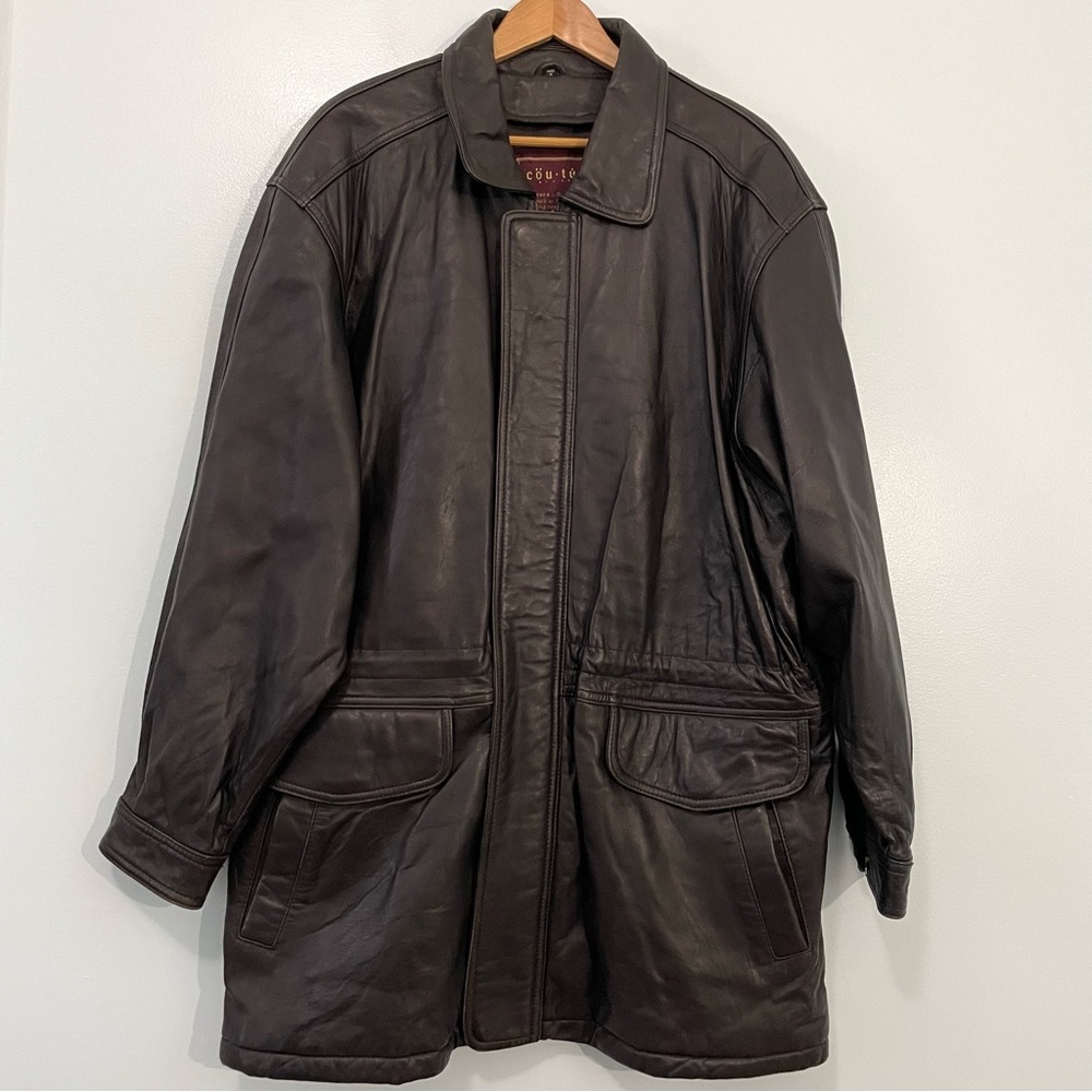Vintage Cöutůré by J Park Dark Brown Lamb Leather Parka Coat Size XL